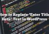 Cómo reemplazar el texto ‘Ingresar título aquí’ en WordPress