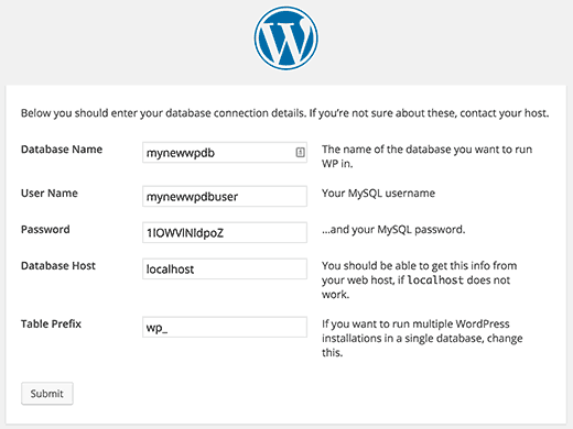 Crear el paso del archivo de configuración durante la instalación de WordPress 
