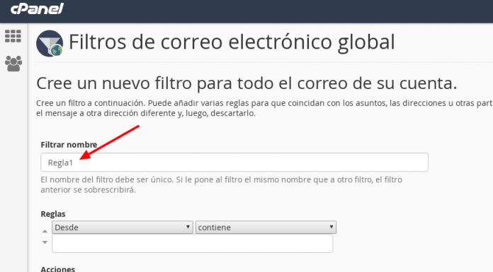 Filtros de correo a nivel de cuenta