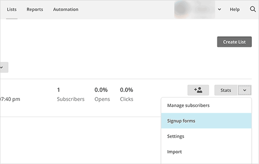 Obteniendo el código de formulario de registro de MailChimp Obteniendo el código de formulario de registro de MailChimp