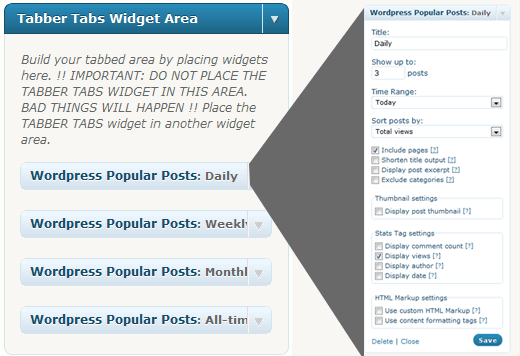 Tabber Tabbs Widgets Area 