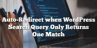 Redireccionamiento automático cuando la consulta de búsqueda de WordPress solo devuelve un partido